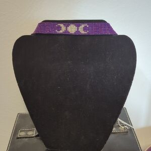 Purple Handwoven Beaded Triple Moon Choker